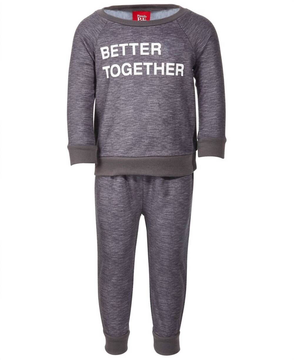 NEW FAMILY PJS baby boys & girls better together pajama top only, 1-piece in gra